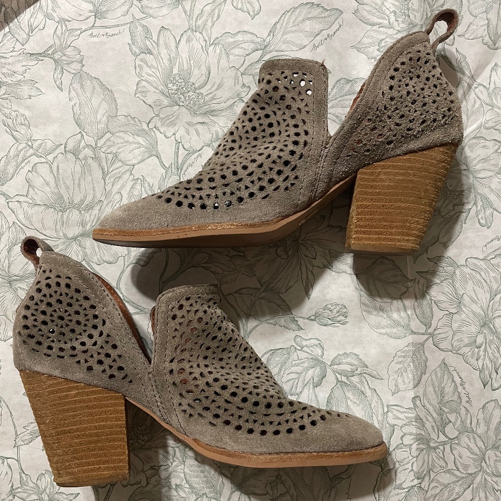 Jeffrey Campbell Taupe Perforated Ankle Booties - Picture 3 of 9